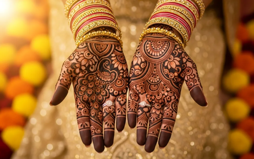 Detailed bridal mehndi design on hands by Teetu Mehandi Art, the best bridal mehndi artist in Antariksh Golf City, Noida.